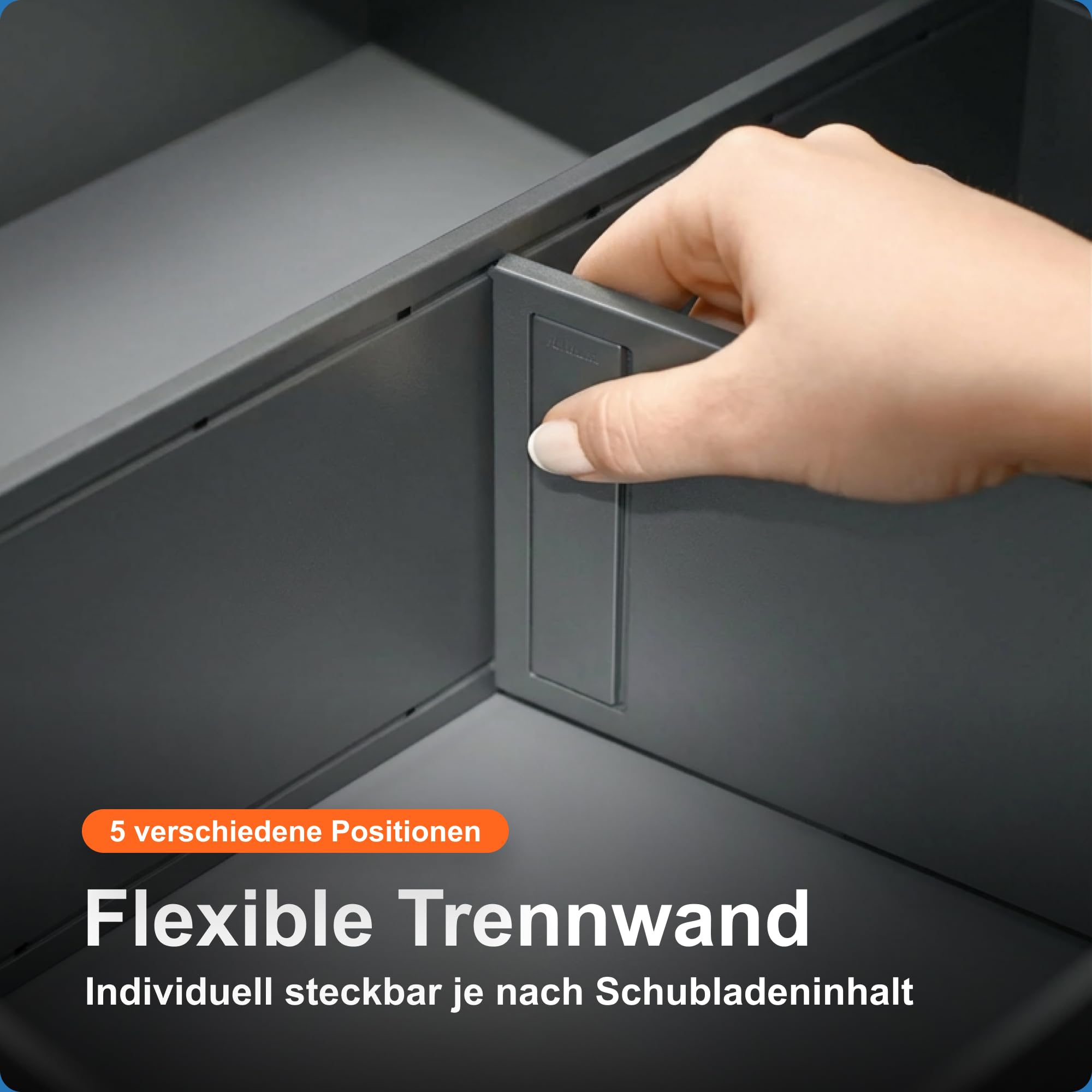 Blum AMBIA-LINE Schubladen-Organizer Stahl 27×24×11 cm | Oriongrau | Küche | Magnetplattenhalter – kein Verrutschen | Schubladen Organizer aus formstabilem Stahl | Modular erweiterbar | Für Küche & Bad