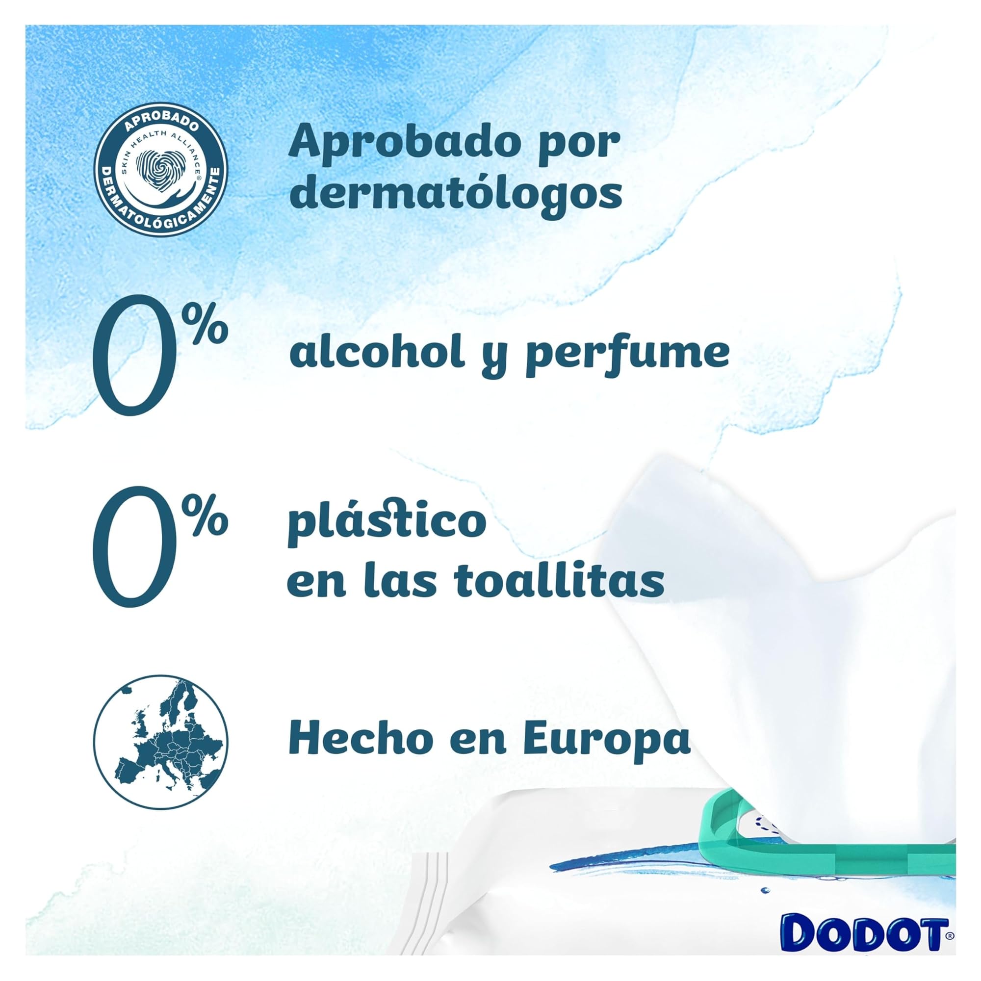 Dodot Pure Aqua Baby Wipes, 864 Wipes (18 Packs of 48 Count), Helps Restore Skin Natural PH, 99% Water, Plastic Free — view 5