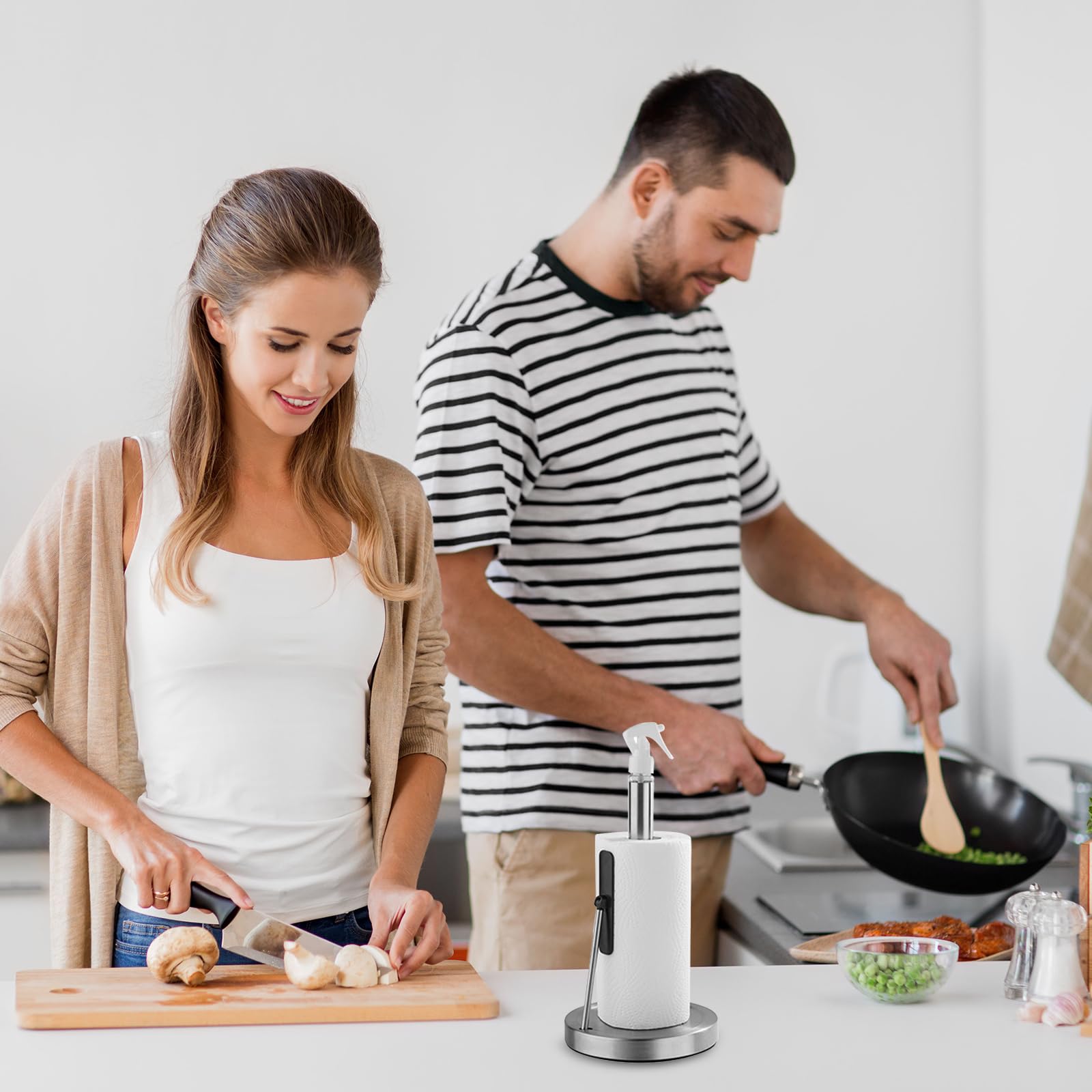 Supporto Di Carta In Piedi Con Bottiglia Spray In Acciaio Inossidabile Rotolo Di Carta Dispenser Per Asciugamani Di Carta In Metallo Per Uso Quotidiano