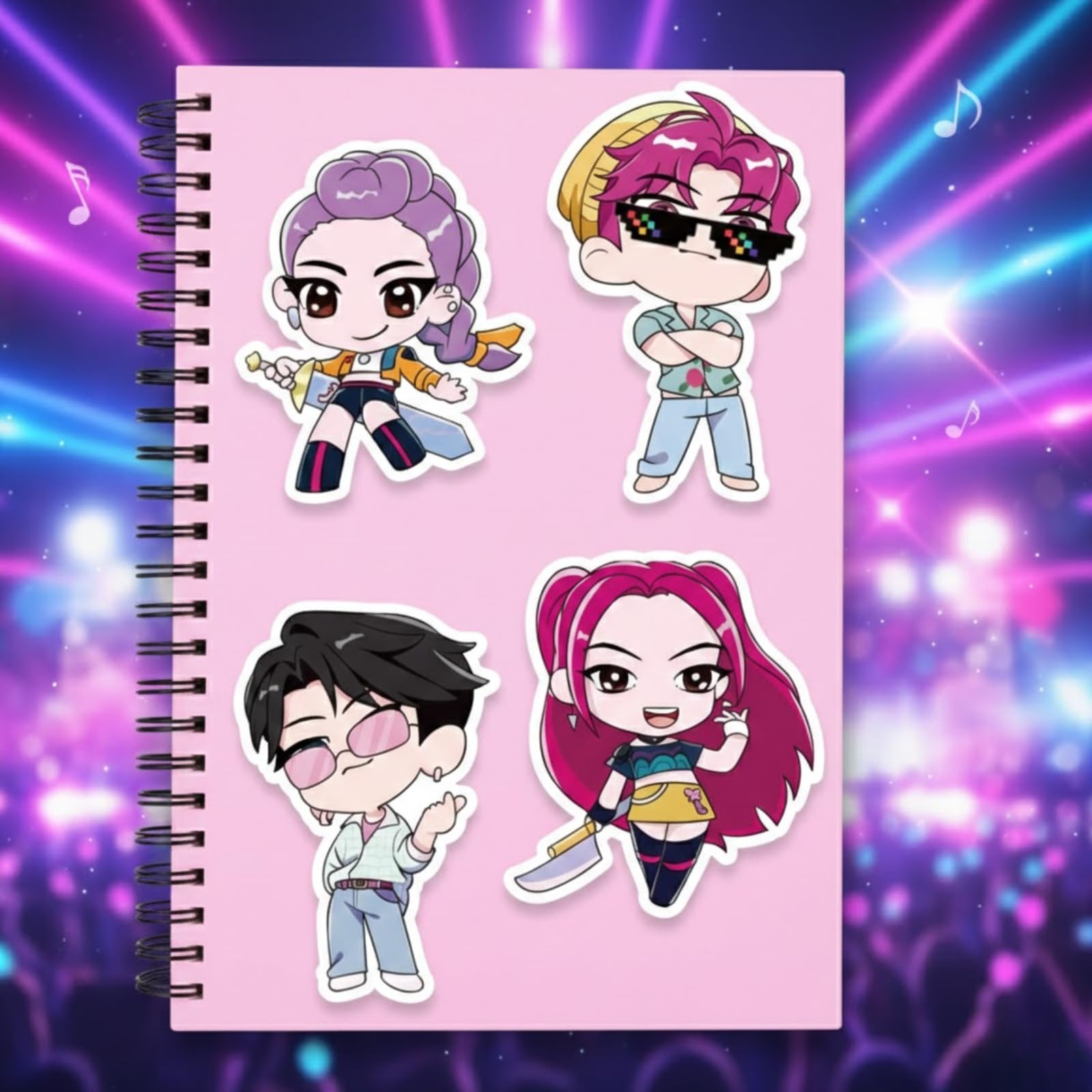24Pcs Kpop Make a Face Stickers for Kids, 8 Designs DIY Mix and Match Korean Hunters Anime Stickers, Create Your Own Character Vinyl Decals for Birthday Party Favors, Goodie Bag Fillers, Gifts — view 5