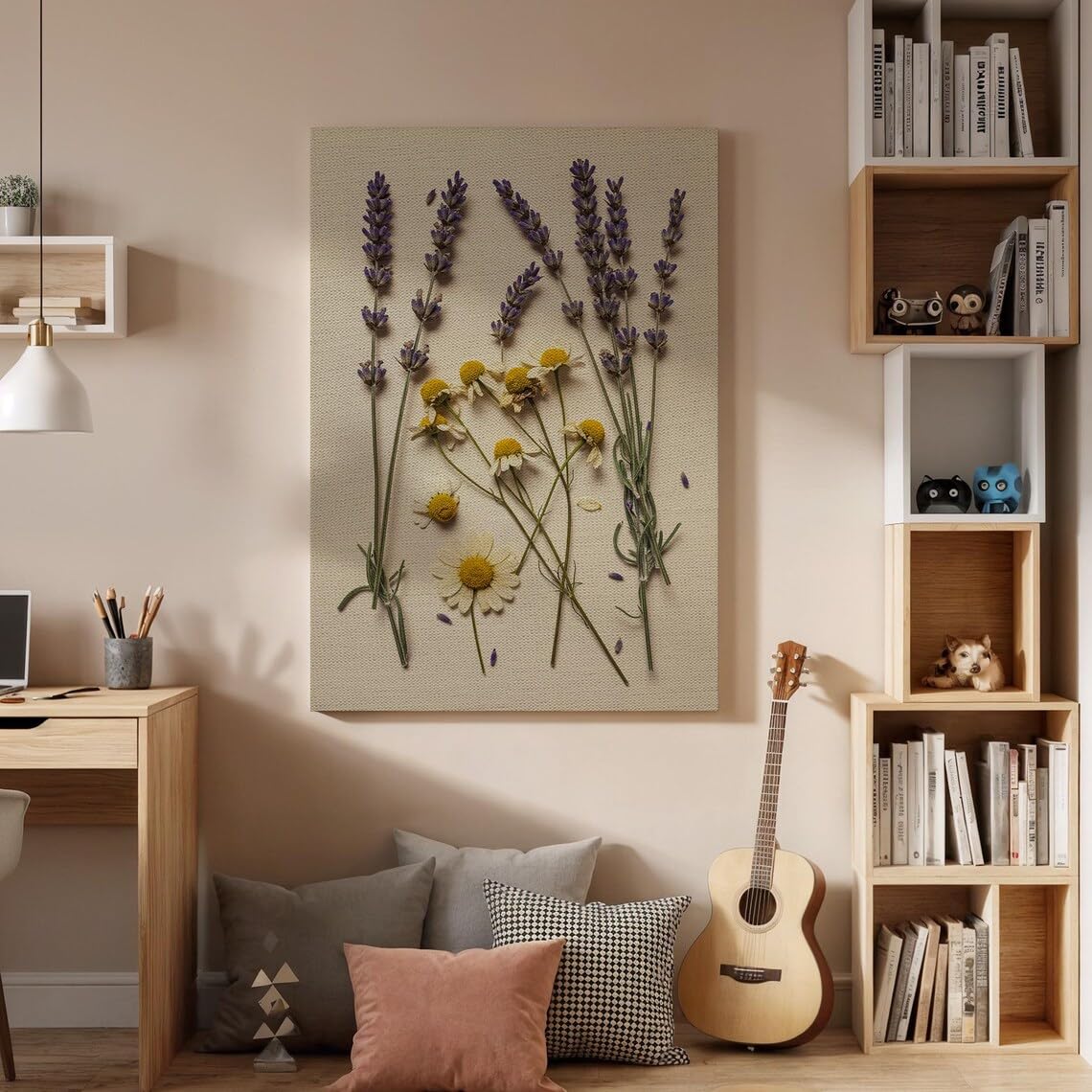 lianyibo Lawenda Chamomile Canvas Art For Wall Art Rustic Botanical Flower Print, Cottagecore Country Decor For Kitchen, Bedroom (50x70cm / Inner Frame)