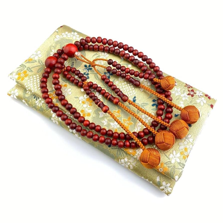 Amazon｜妙蓮花 数珠 日蓮宗 女性用 尺0 朱檀 （マホガニー） 木