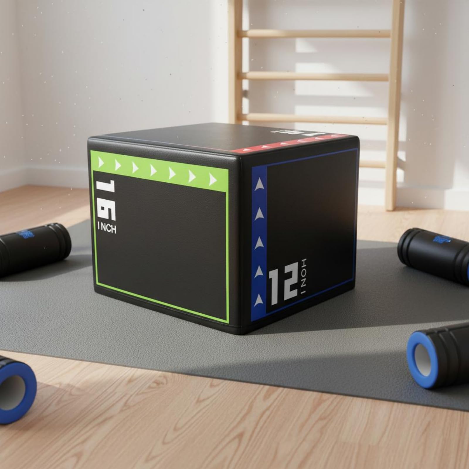 Milageto Box Salto Rettangolare Cuciture Visibili Box Fitness Imbottito Stabile Scatola Pliometrica