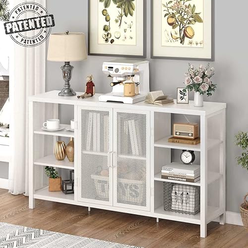 Miniatura 2 de FATORRI Gabinete industrial para bar de vinos para licor y vasos, gabinete de barra de café de madera y metal con estante extraíble para vinos,