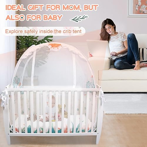 Miniatura 8 de South to East Tienda de campaña para cuna red de seguridad para cuna para bebés para evitar que el bebé salga, red de cuna de malla suave blanca,