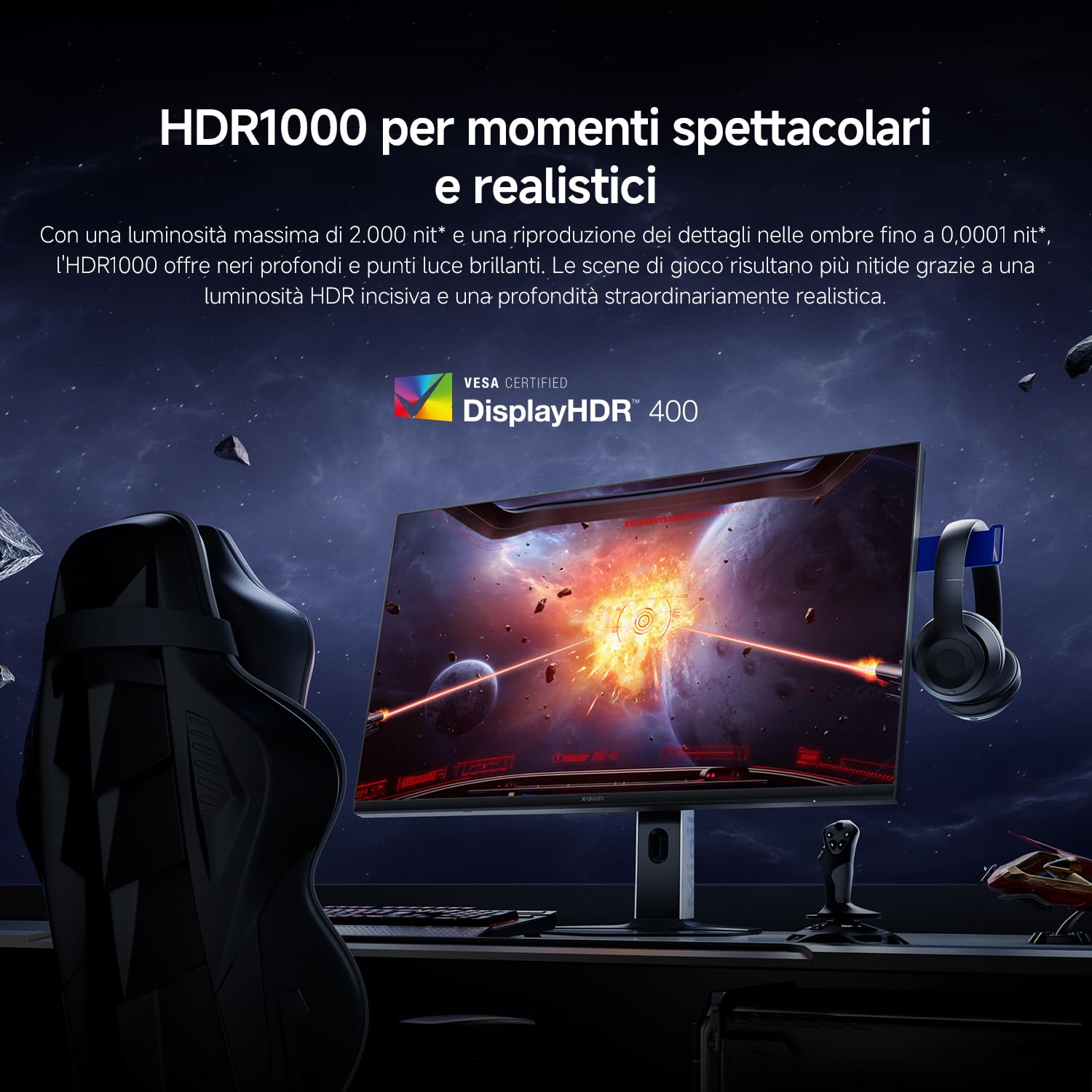 XIAOMI G Pro 27Qi 2026 Monitor Gaming 2K Mini-LED 27", 180Hz, 1msGTG,FreeSync, 1152Zone, 2000nits, HDR1000, FastIPS, 100% sRGB,95% DCI-P3, AdobeRGB97%(2560x1440/HDMI2.0/DP1.4)