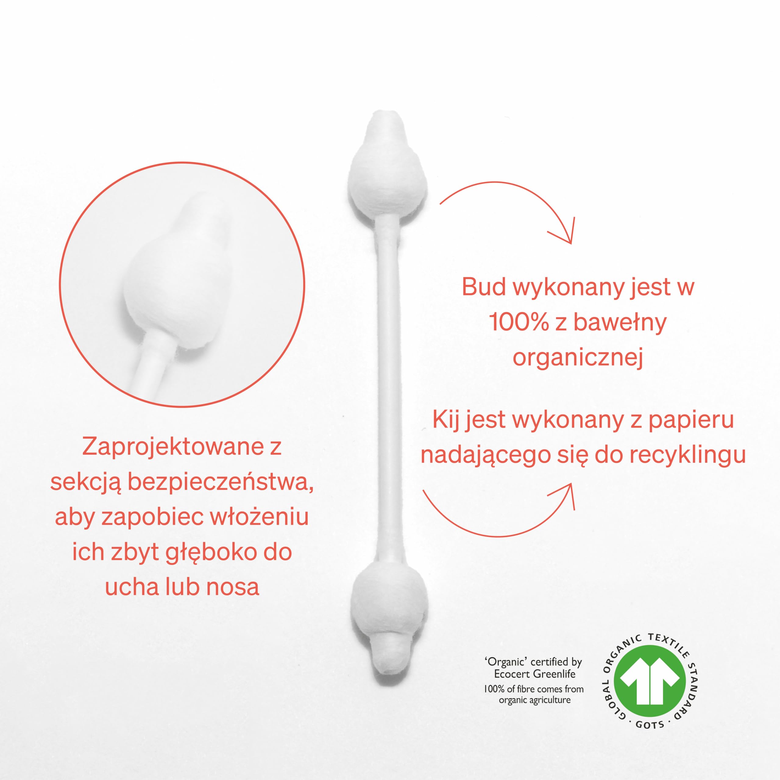 Kochaj Nowicjuszy Ekologiczne Waciki dla Niemowląt by LoveNoobs, 240 Sztuk, Ultra Miękkie do Uszu, Bezpieczne dla Dzieci, Idealne dla Rodziny, Waciki dla Bebe
