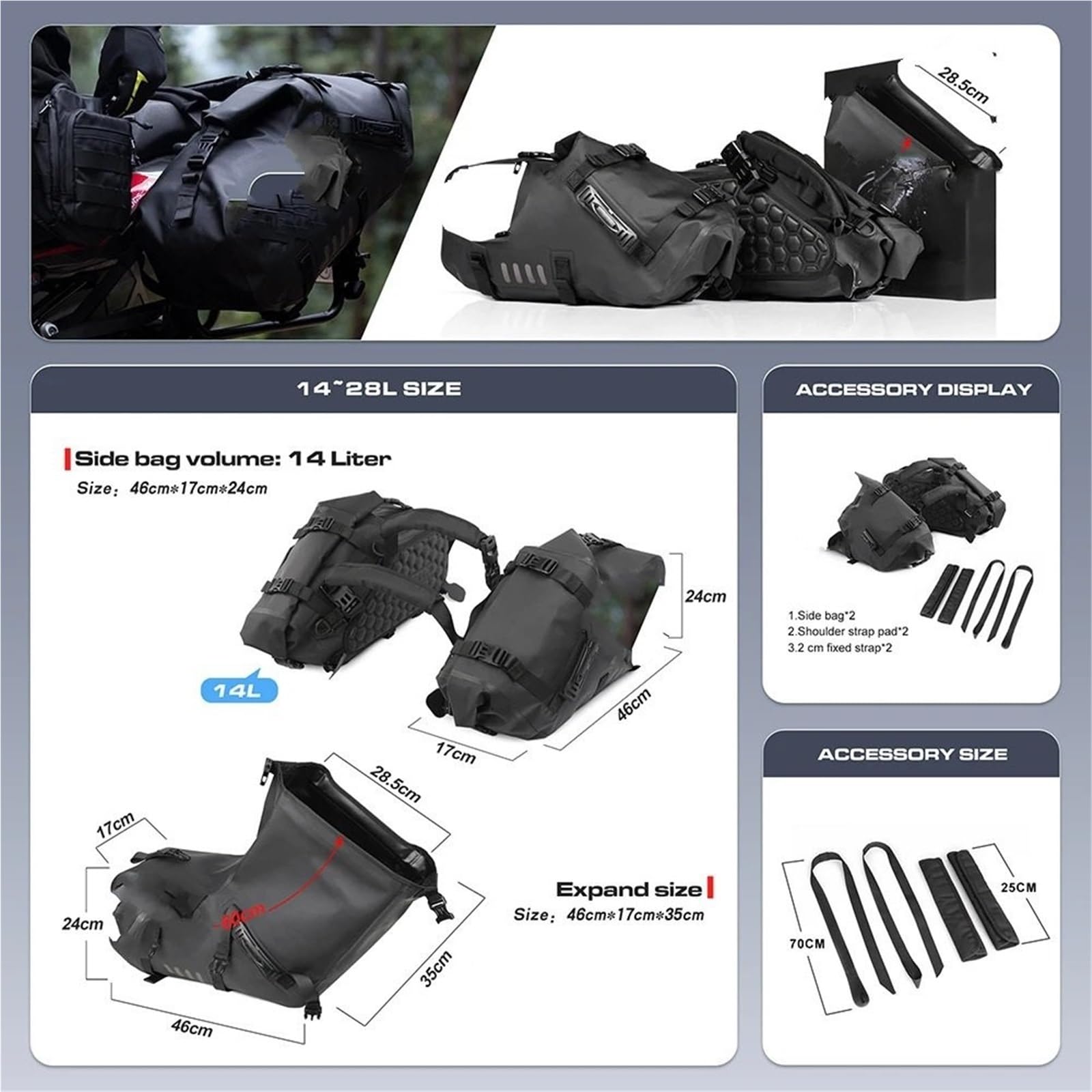 torba na siodełko motocyklowe Torba Motocyklowa Wodoodporna Uniwersalna Torba Motocyklowa Sakwa Torby Siodłowe Boczne Przechowywanie Widelec Bagaż Podróżny