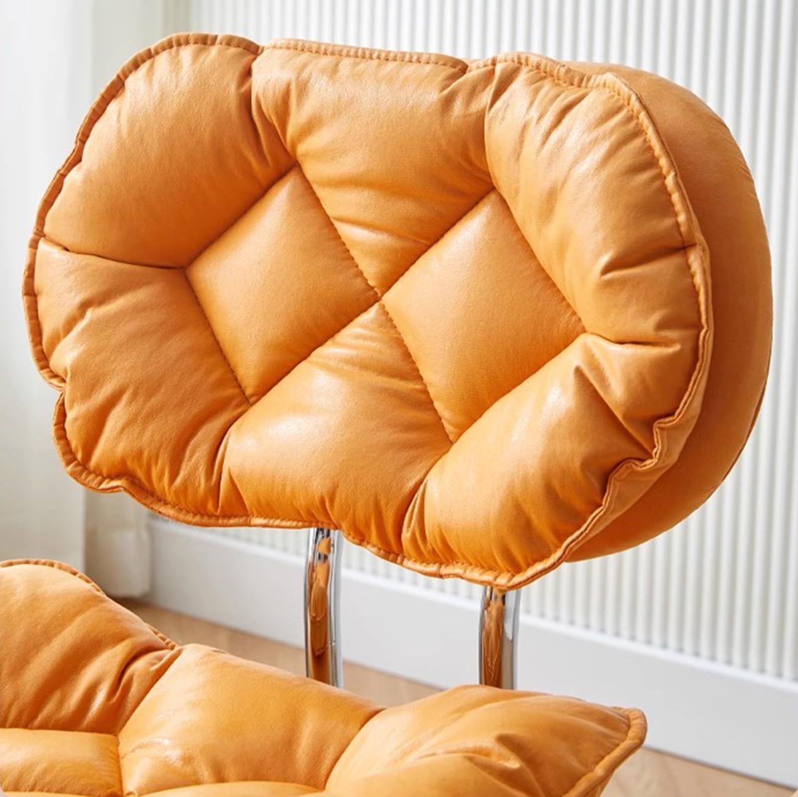 Sgabello da ufficio con ruote, sedia girevole in pelle PU, regolabile in altezza, sgabello da salone e cucina, comodo con schienale