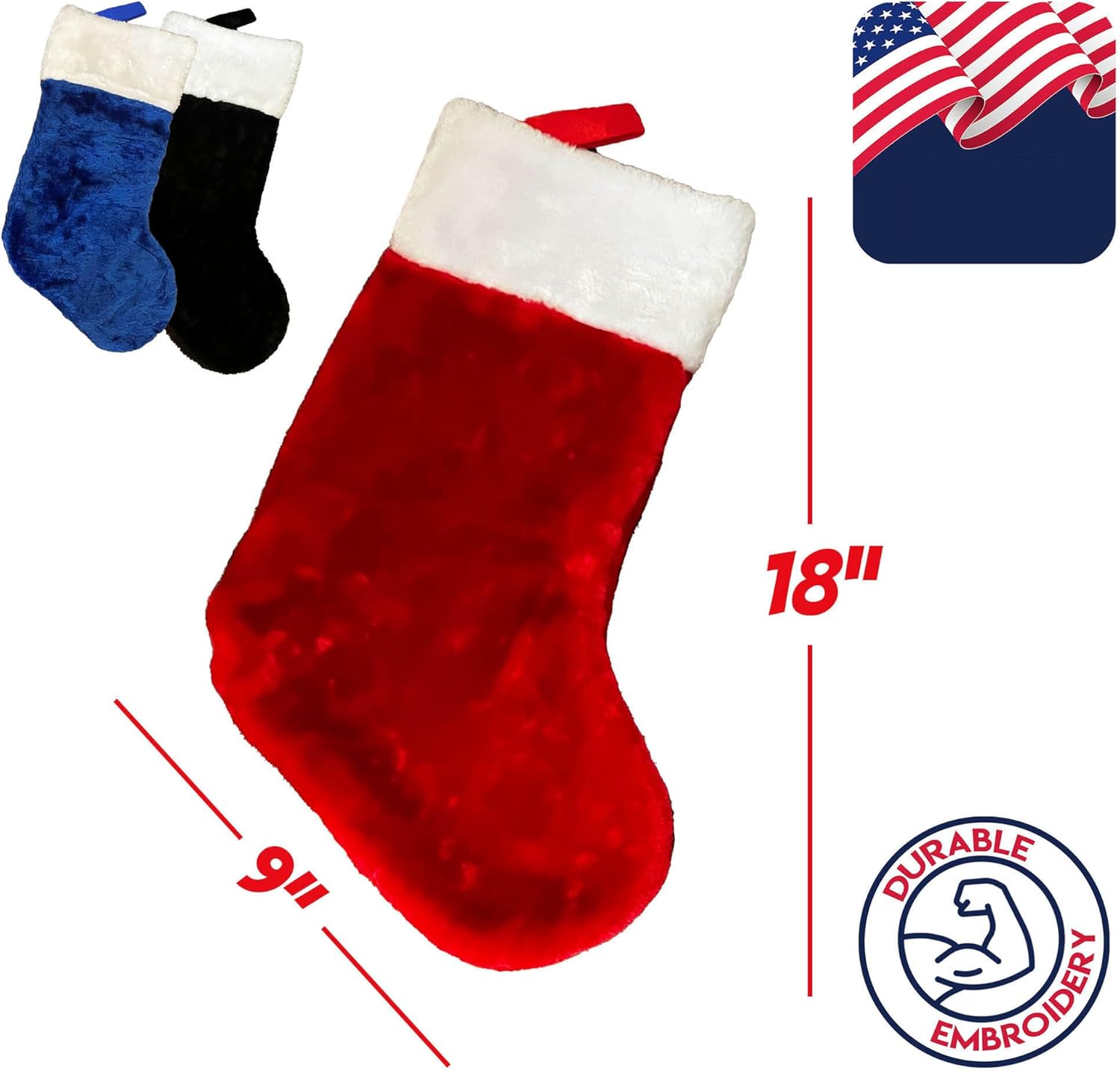 Custom Christmas Stockings - Personalized Red Plush Xmas Stockings Fireplace for Family Decorations Holiday 2026 Xmas Gift - 3 Pack