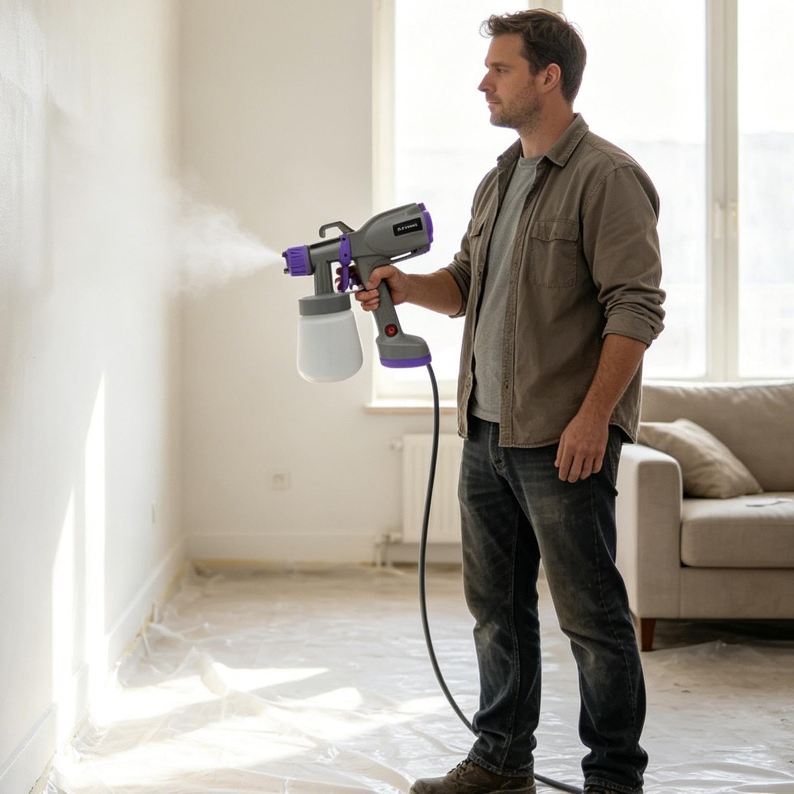 Spruzzatore di Vernice per Mobili Macchina Applicatrice Elettrica Con 5 | Pistola a Spruzzo per Vernice Per Progetti Fai Da Te Giardino Mobili Soffitto Parete