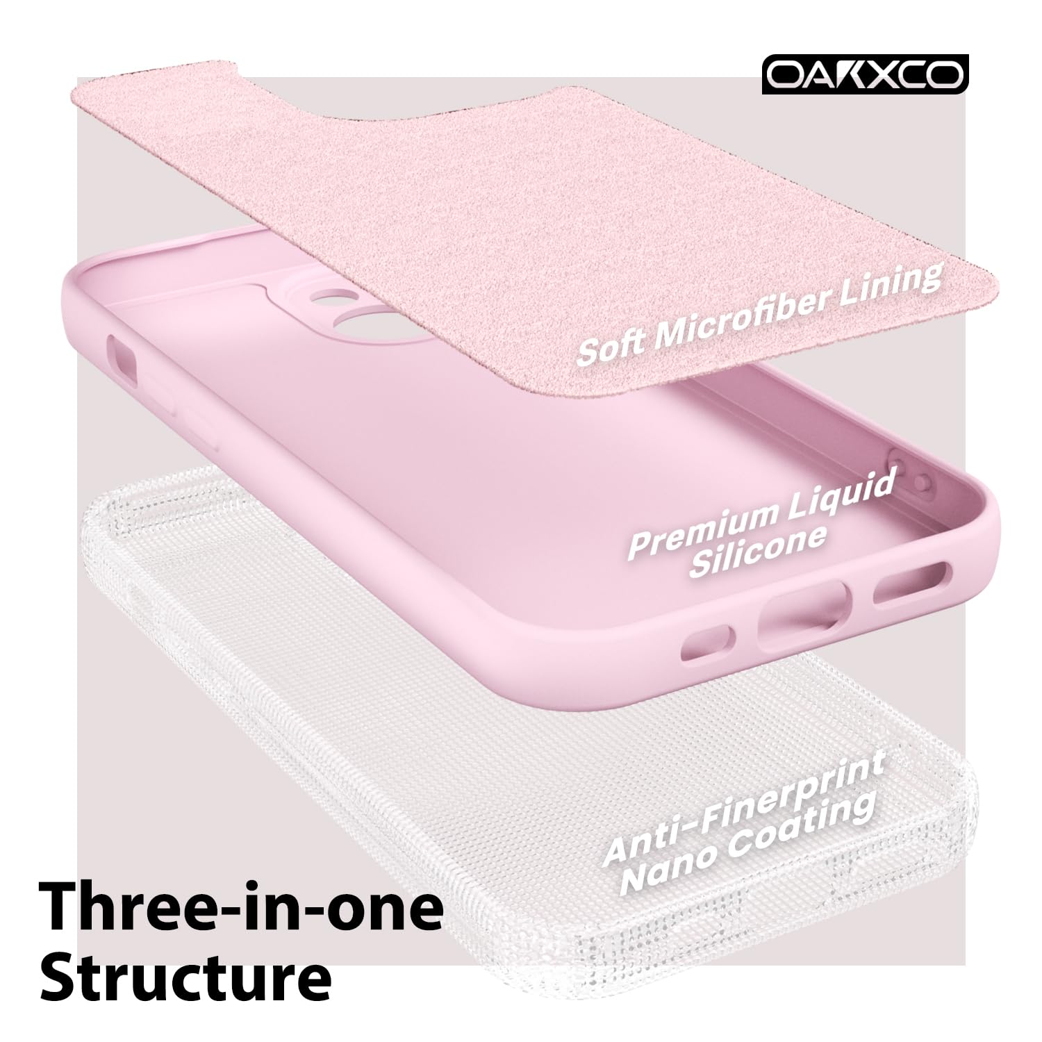 oakxco for iPhone 16 Pro Max Case Liquid Silicone, Soft Rubber Gel Elegant Aesthetic Basic Simple Cover, Cute Thin Slim TPU Matte Solid Color Plain Smooth Case for Women Girl, Light Pink — view 1318