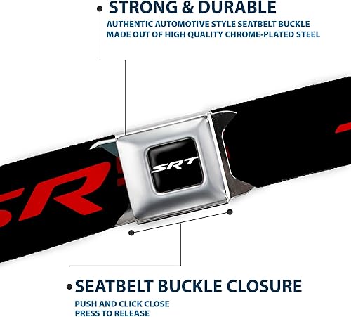 Miniatura 6 de Buckle-Down Cinturón de seguridad para hombre Viper SRT Hellcat Kids, Dodger Logo cAzul NegroRojo, 1.0" Ancho - 20-36 pulgadas