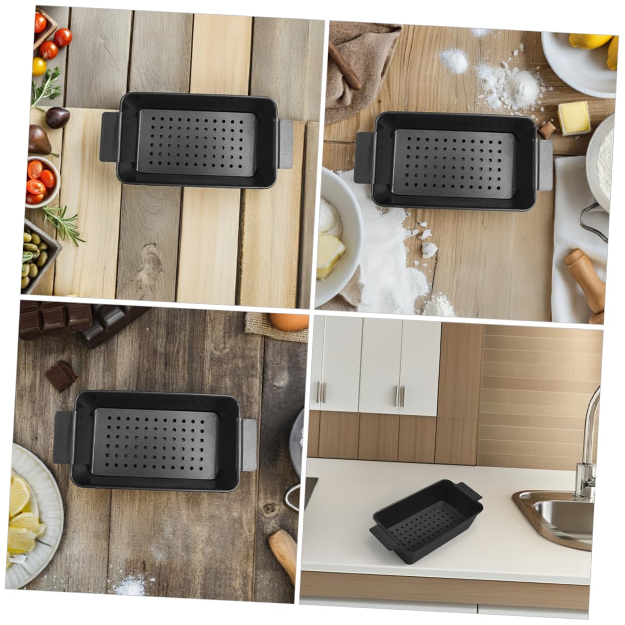 ULTECHNOVO Molde para Pan 2 Piezas de Acero al Carbono Negro Antiadherente | Bandeja para Hornear y Tostar, Uso en Panadería y Asado, Desprende Fácil los Alimentos, Recoge Exceso de Aceite
