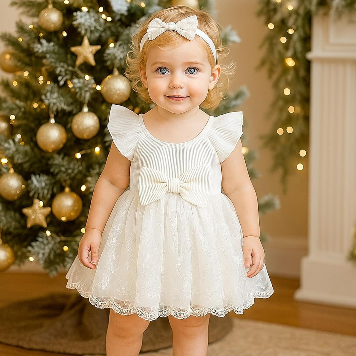 Baby Girl Romper Dress Ribbed Newborn Lace Boho Tutu Dresses Headband Baptism Photography Wedding Summer Outfit 0-24M - Image 2