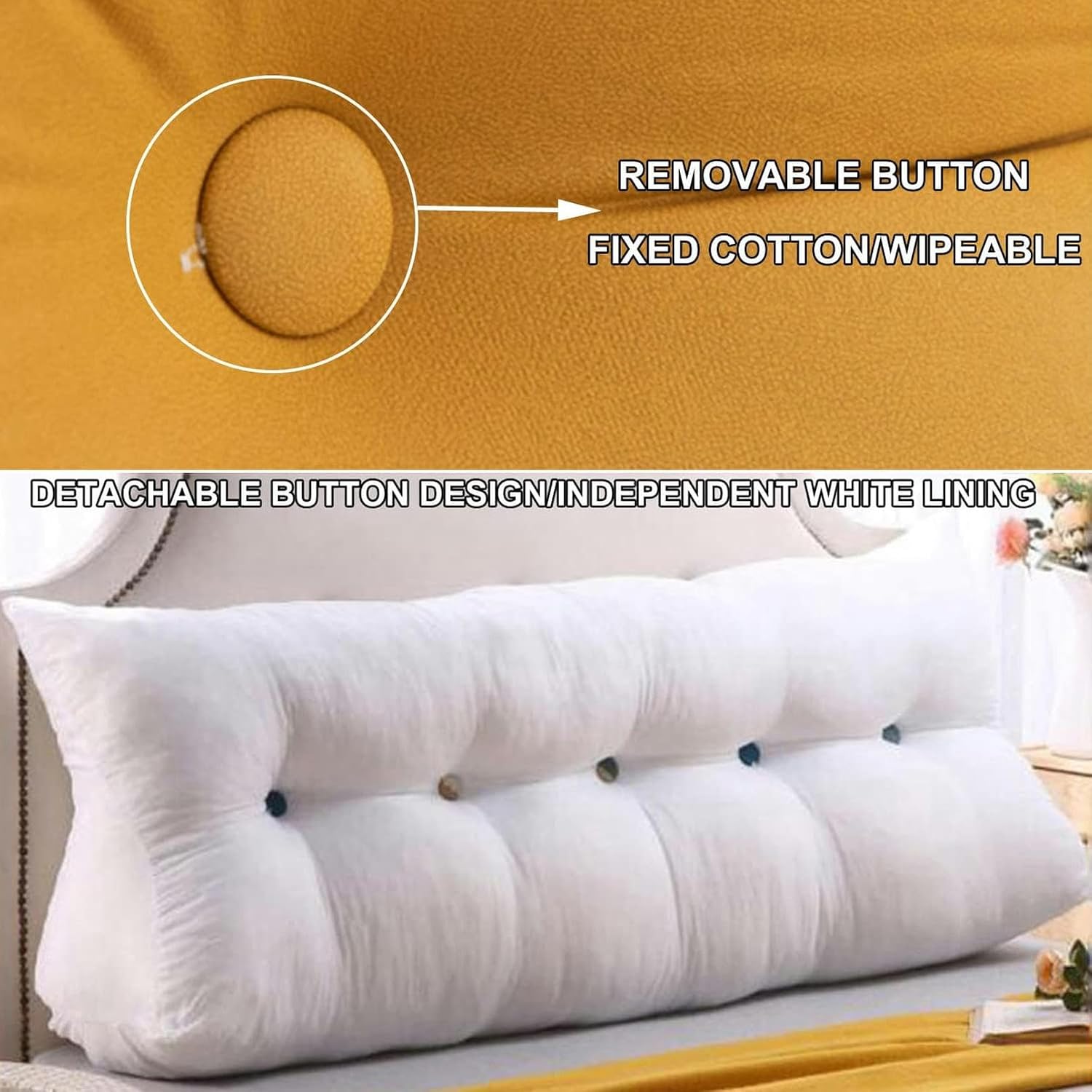 Large Triangle Headboard Pillows,Wedge Cushion Headboard Reading Pillow,Solid Color Daybed Bolster Wipeable Technology Cloth Cover Bed Rest Backrest