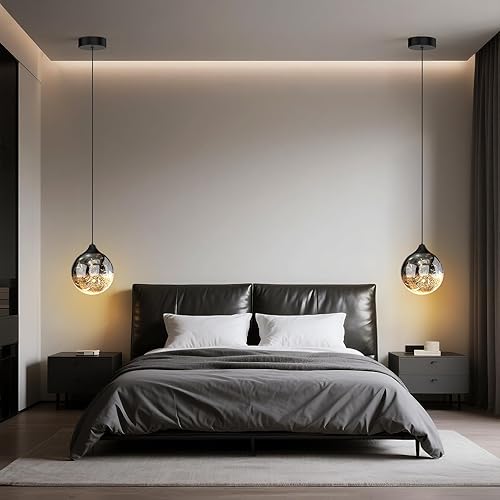 Miniatura 2 de ziidoo Modern Globe Pendant Light,Celestial Night Sky Ornamental Glass Sphere Adjustable Hanging Lamp for Kitchen Island Bedroom Ceiling Lights