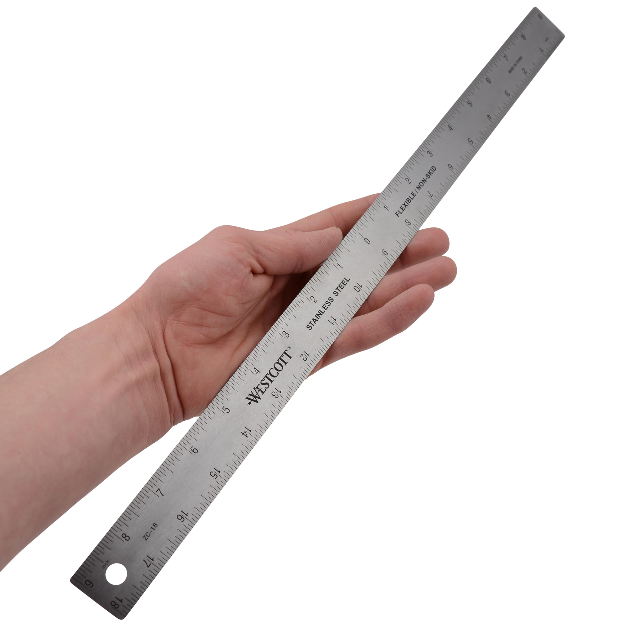 Westcott 45,7 cm Edelstahl-Lineal-Set mit rutschfester Korkrückseite, geätzte Markierungen, 10 Stück (ZC-18)