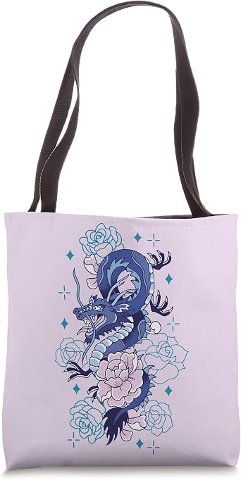 Dragon and Rose Floral Lernaean Hydra Tote Bag