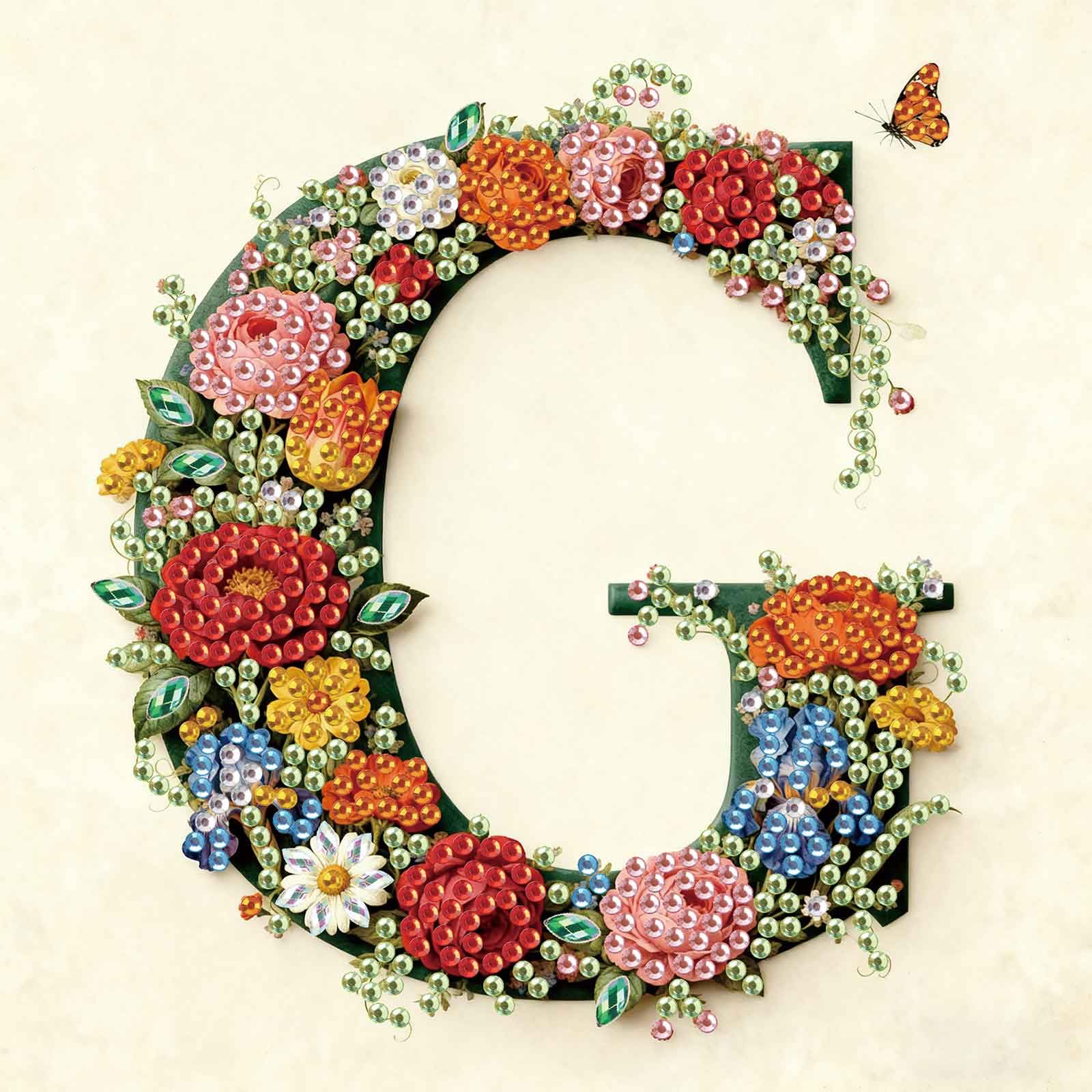 5D Diamond Art Kits - Floral Alphabet Designs -30
