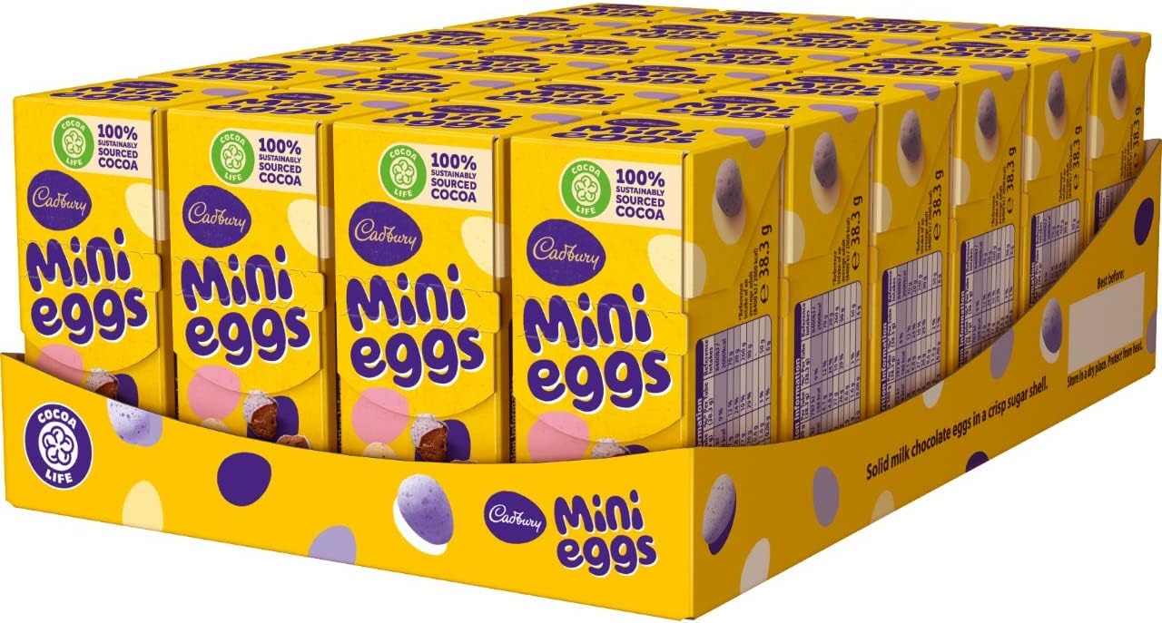 Cadbury Mini Eggs Easter Chocolate Box, 38.3g (Pack of 24) Easter, Egg Hunt, Thank you gift, Present, Chocolate Eggs, Great Gift OFFICIAL