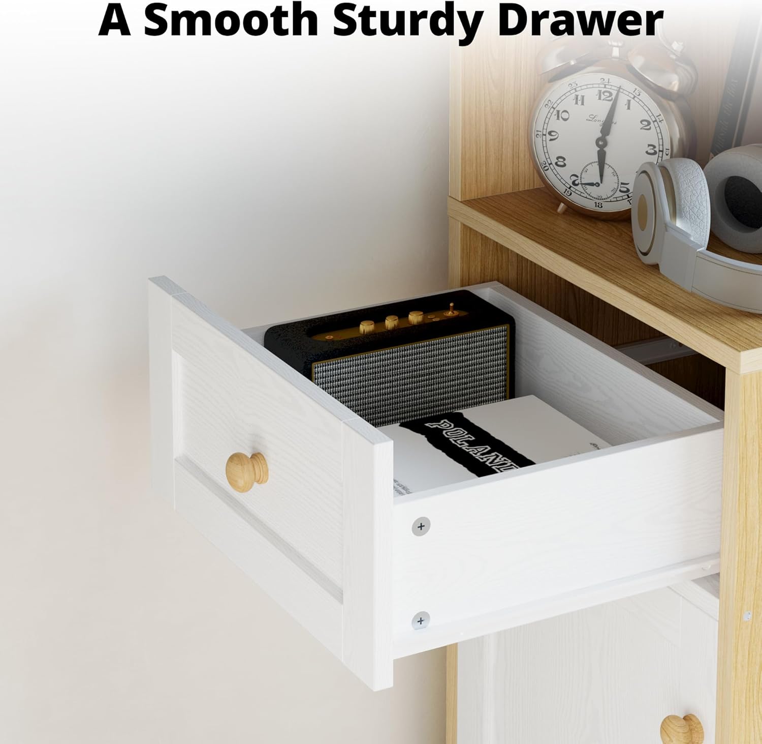 IRONCK Corner Bookshelf and Bookcase, 71" H Wooden Book Shelves 4 Tier with Drawers and Storage Cabinet for Living Room, Office, Bedroom, Oak and White