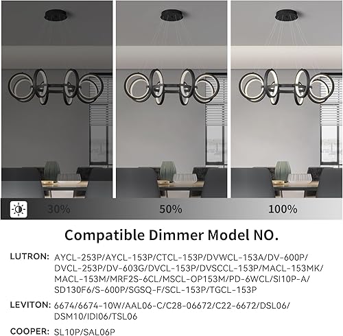 Miniatura 6 de FDPBY Moderno candelabro LED regulable redondo, lámparas colgantes de 8 anillos, lámparas colgantes ajustables para cocina, isla, sala de estar,