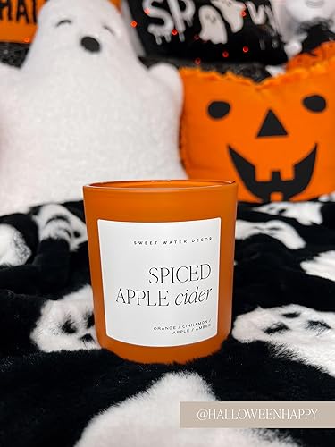 Miniatura 3 de Sweet Water Decor Spiced Apple Cider Soy Candle  Orange, Lemon, and Cinnamon Scented Candle for Home  15oz Orange Jar, 70+ Hour Burn Time, Made in