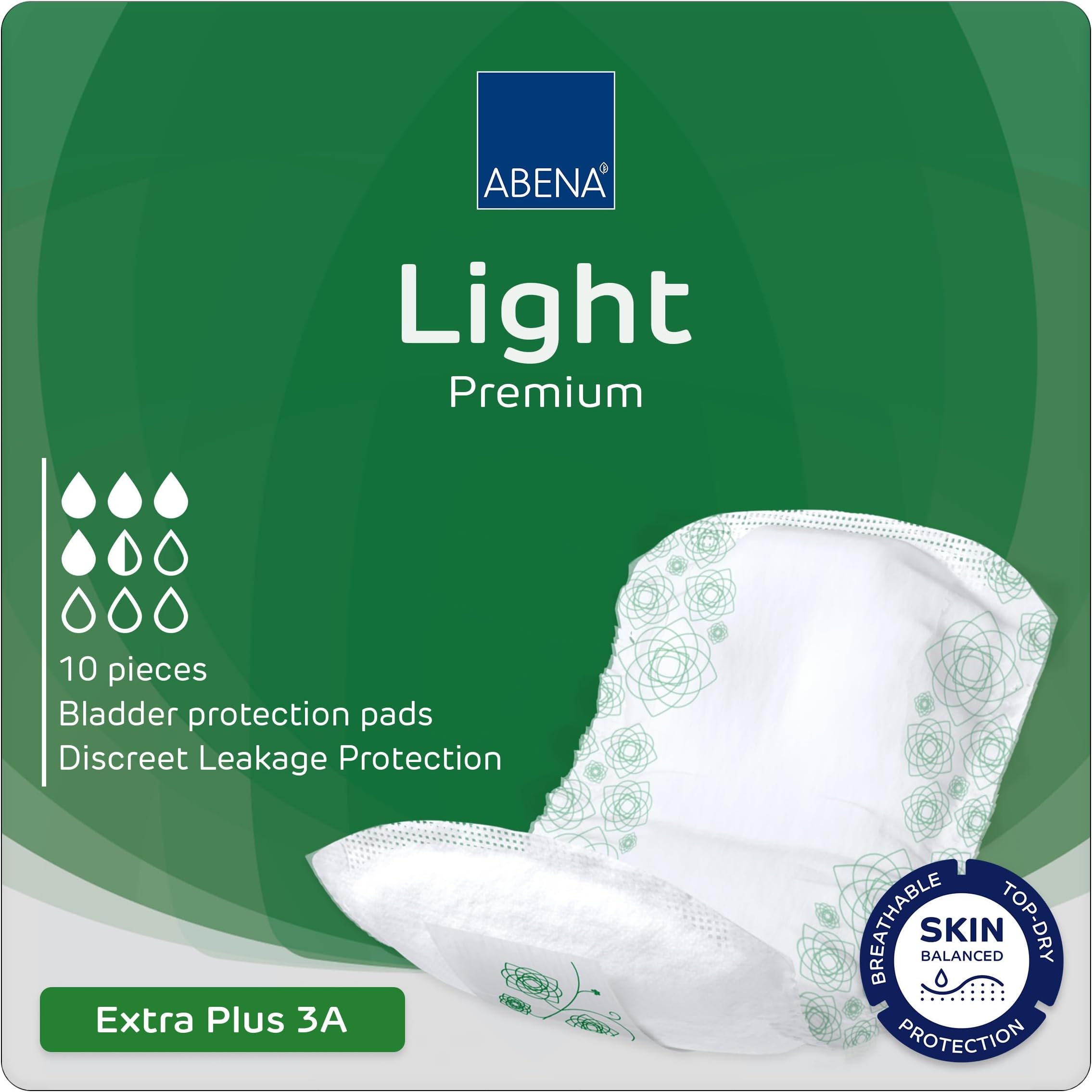 ABENA Light Extra Plus 3A, Pack of 10, 650ml, Maxi Pads for Incontinence and Period Protection, Extra Absorbent Sanitary Pads for Heavy Flow, Soft, Breathable & Comfortable Design for Incontinence