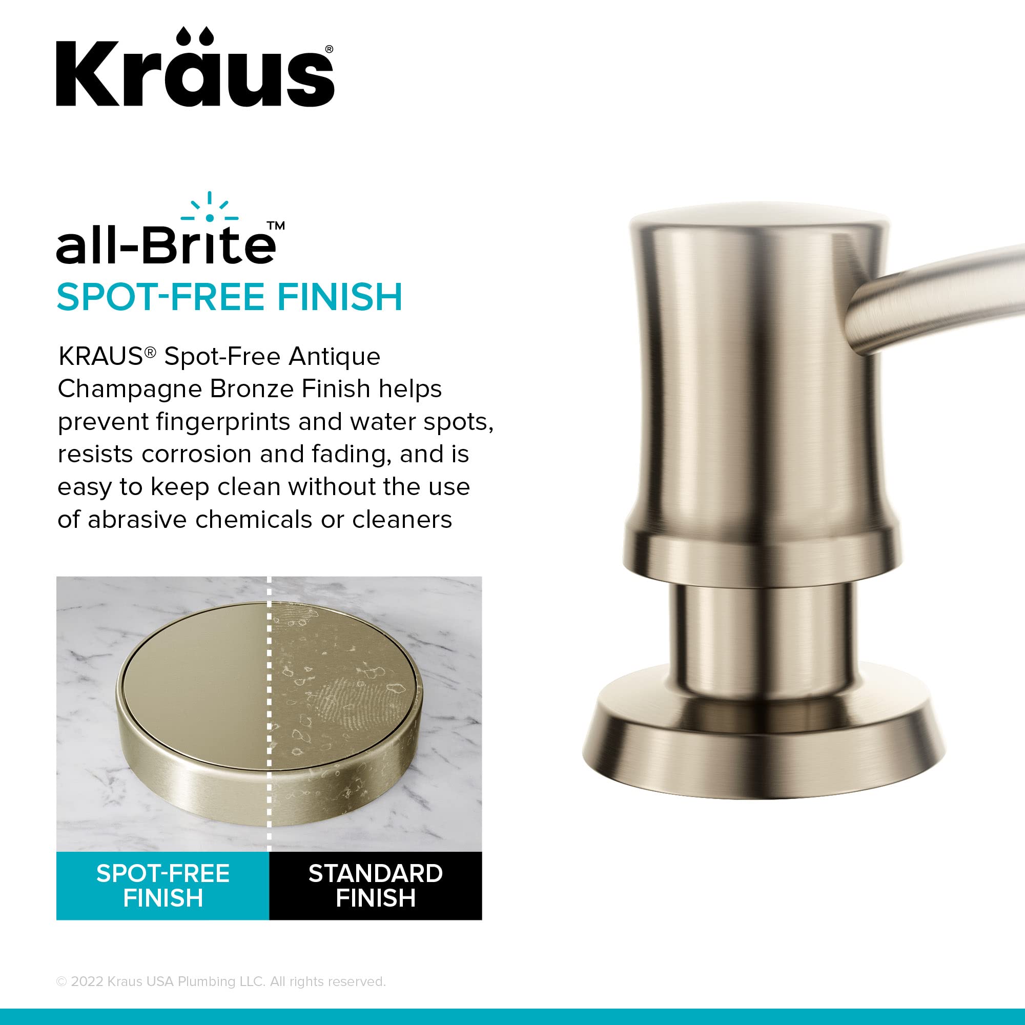 KRAUS Seifen- und Lotionspender für die Küche, fleckenfrei, Antik-Champagner-Bronze, KSD-54SFACB