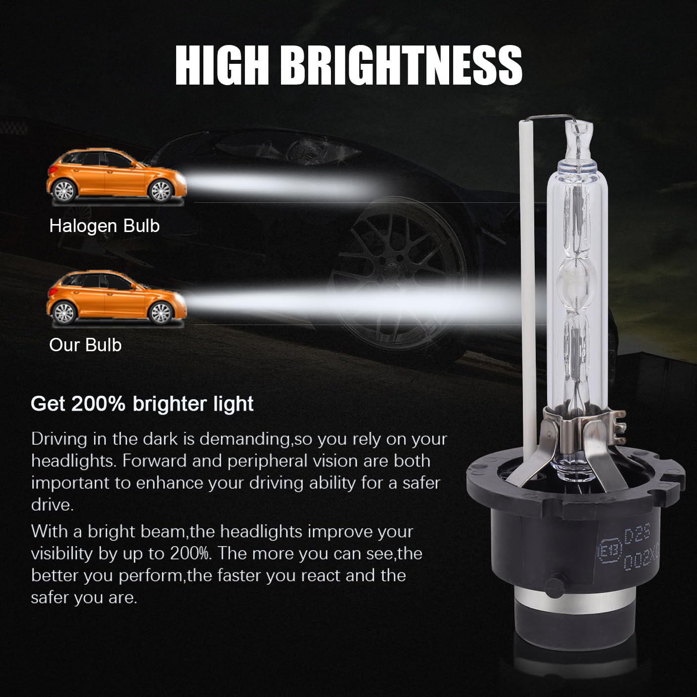 Safego Xenon HID Ampoule D2S 6000K Lampe à Décharge Phare Ampoule de Rechange HID Lampe Xénon Blanc Pour Voiture