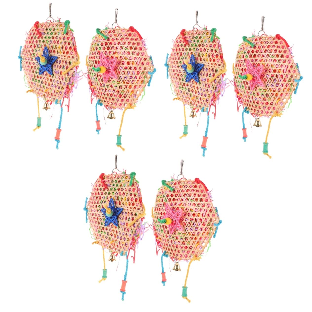 BESPORTBLE 6piezas Juguete Colgante para Aves Juguete Divertido para Periquitos y Loros para Masticar Jaula De Cuerda Natural para Mascotas