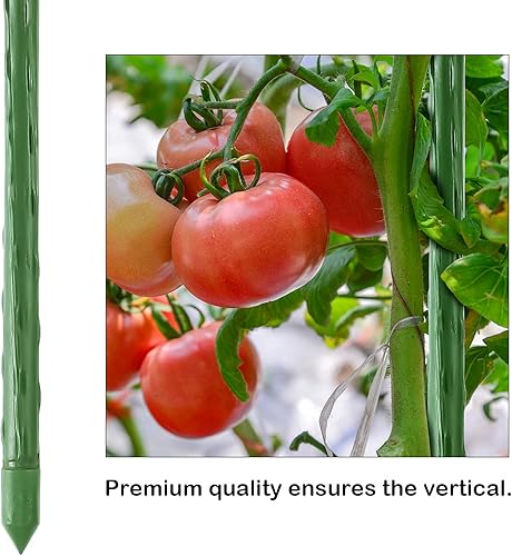 Miniatura 3 de FEED GARDEN Juego de 25 estacas de jardín de 48 pulgadas y 4 pies, soporte resistente de palos de metal para plantas, estacas recubiertas de