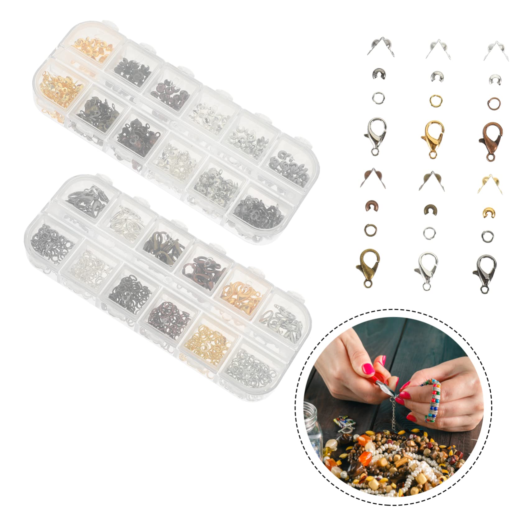 EXCEART 2346piezas Abalorios y Conectores De Langosta Para Kit De Accesorios De Joyería Para Pulseras
