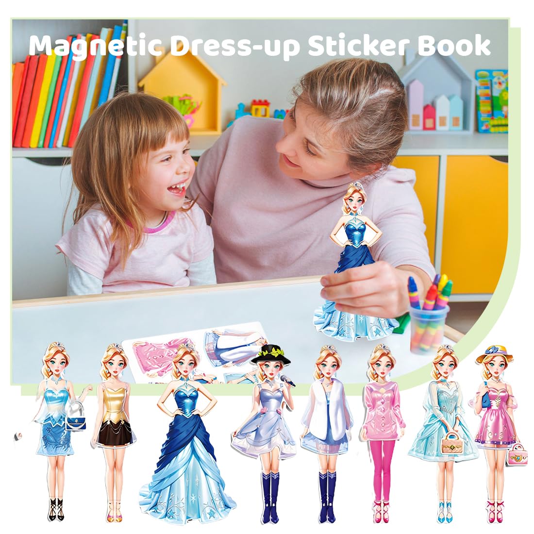 Muñecas de Vestir Magnéticas Muñeca de Papel de Vestir de Princesa Juguete de Juego de Viaje de Simulación y Juego Muñeca de Portátil para Vestir Princesas Regalo para Niña (Lea)