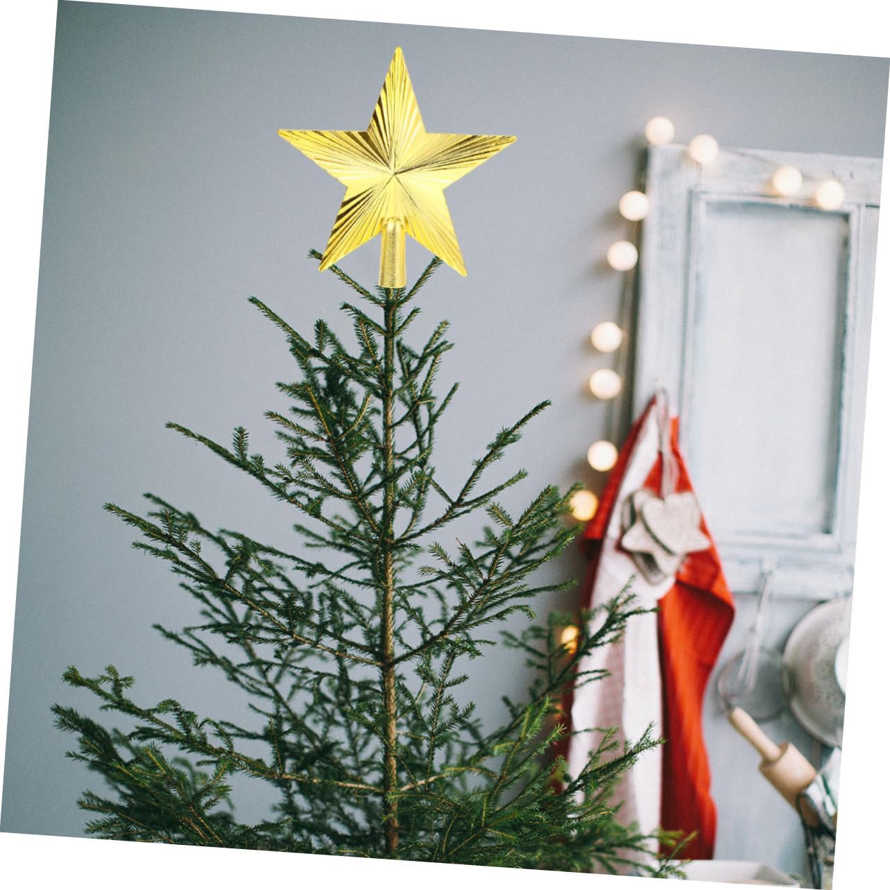 High Heel 2pcs Christmas Tree Top Star Christmas Star Topper Small Christmas Tree Topper Golden Plastic High Heel