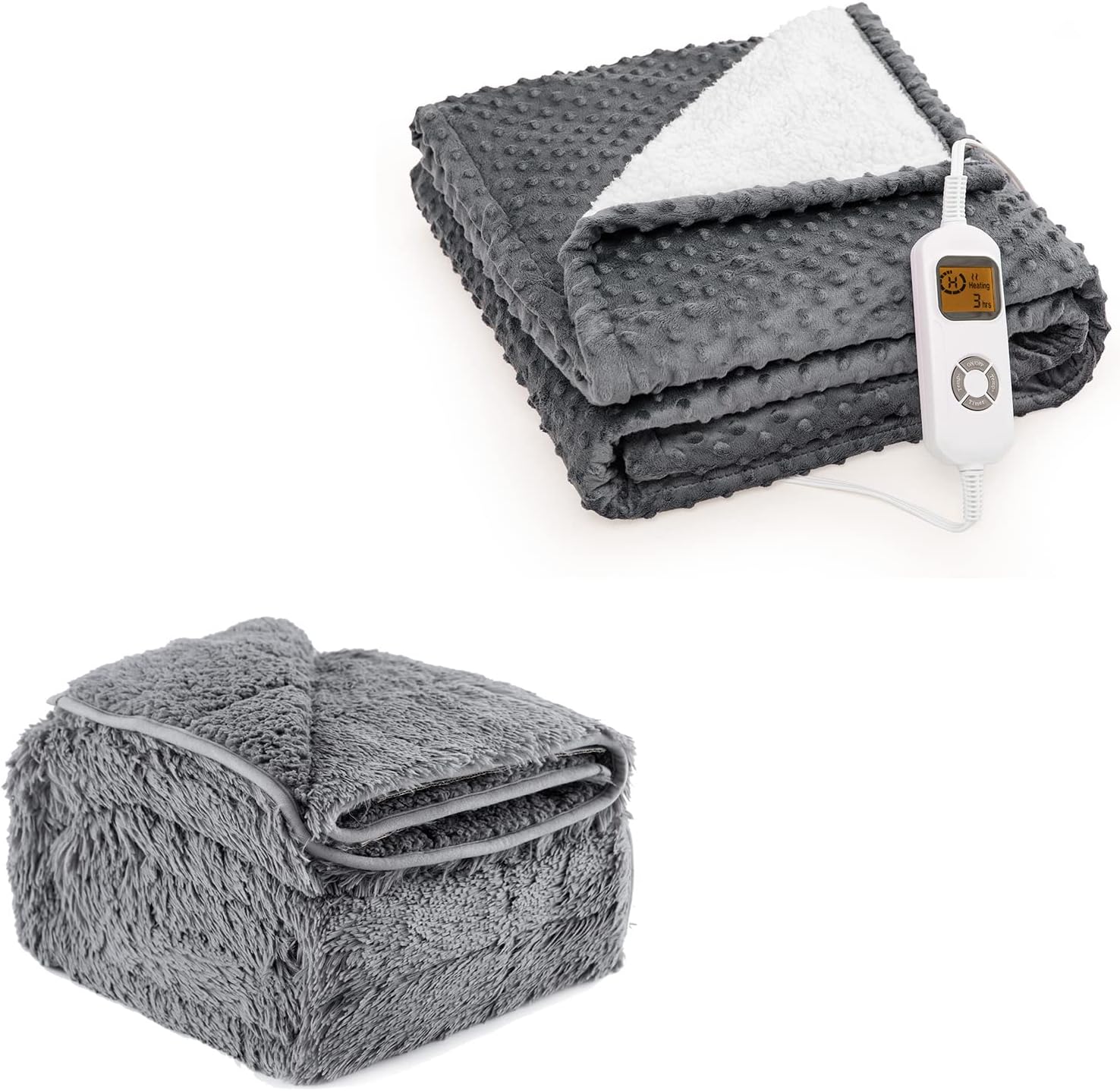 Mr. Sandman Minky Heated Blanket & Faux Fur Weighted