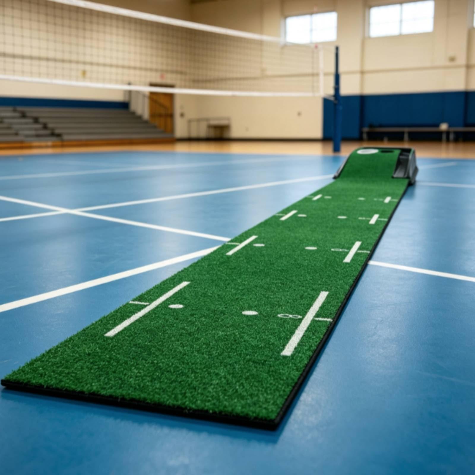 Alfombra de Práctica de Golf con Césped Artificial Tapete de Putt Superficie de Rodadura Estera de Entrenamiento con Guías de Distancia y Bordes
