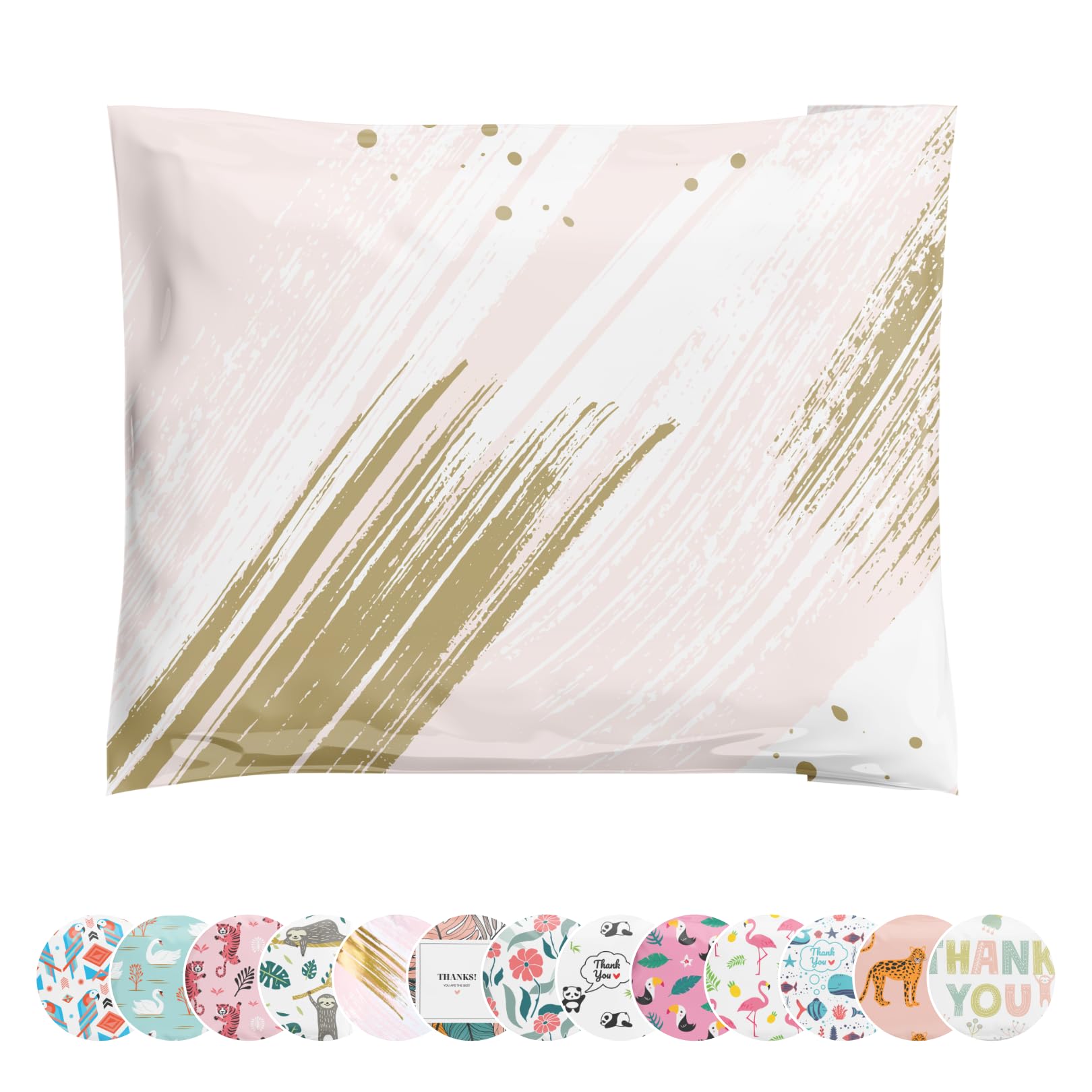 Poly Mailers 12.5x15 50 Pack | Self-Sealing Shipping Bags Envelopes for Small Business | Waterproof Durable Packaging | Champagne | Pink Gold | à la mode Mailers