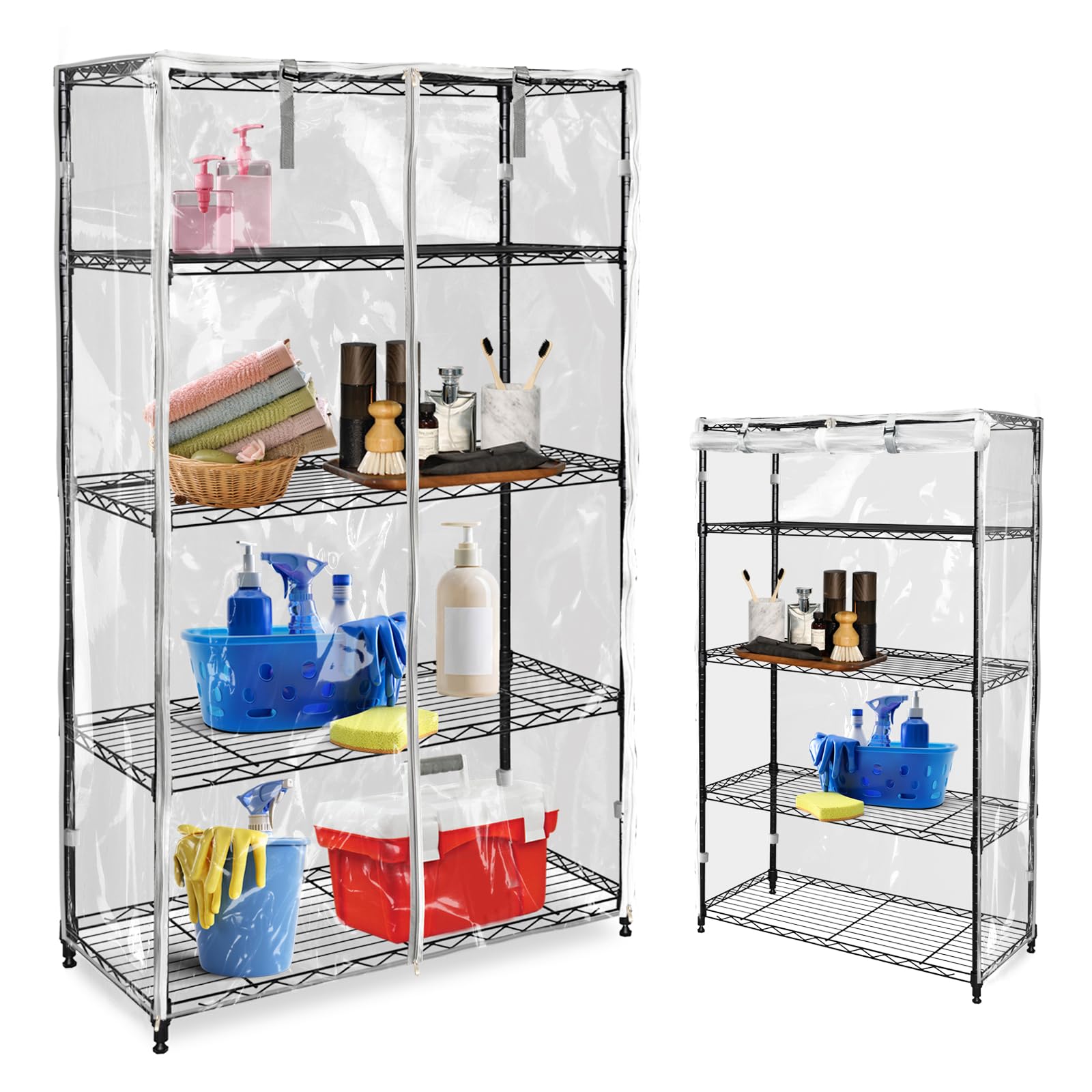 SoloToo Heavy-Duty Waterproof Wire Shelf Cover, Garage Storage Shelving Protector, Universal Fit 60 x 24 x 72 Inch Rack Covers with 1" Tolerance (