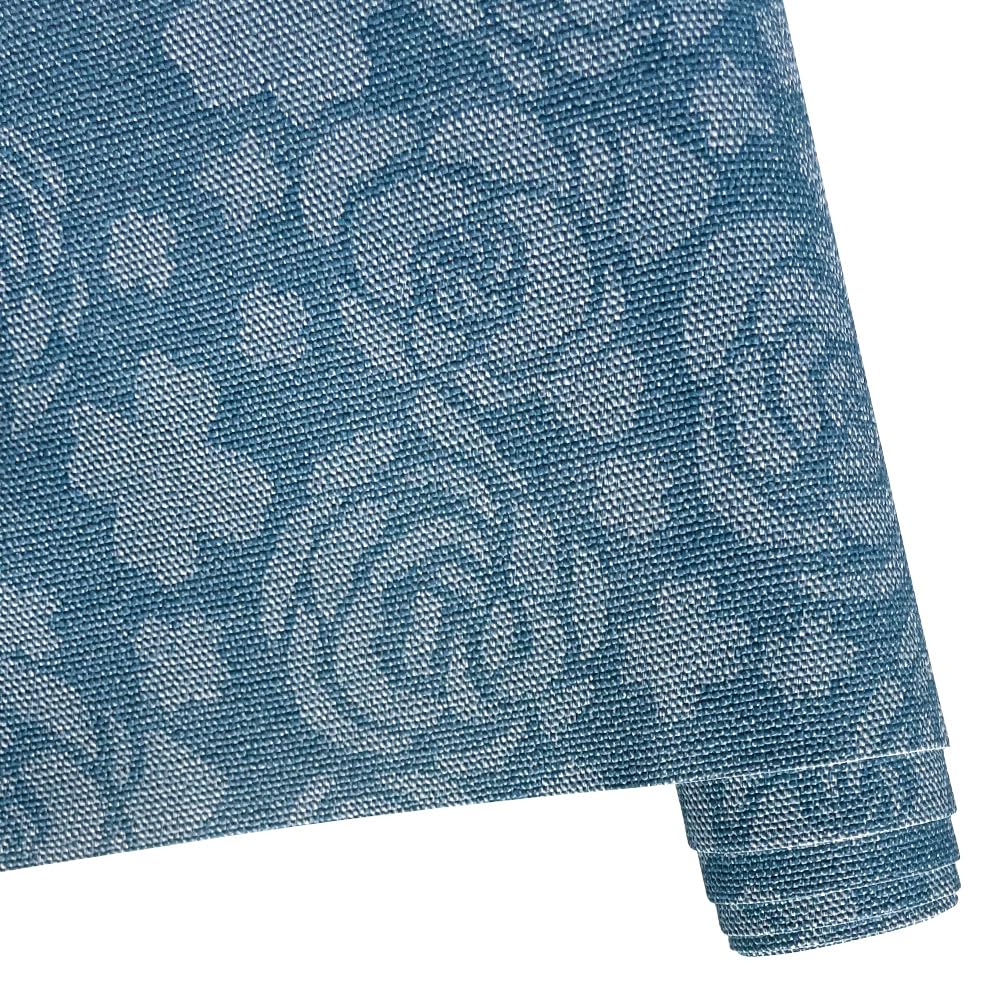 ONEART | Light Blue Denim Rose Fabric, Soft Stylish Floral Cowboy Faux Leather Fabric 12"×54" for Bags DIY Crafts Apparel Sewing