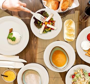 Anstore 200Pcs Paper Plates and Napkins for 25 Guests Disposable Cutlery
