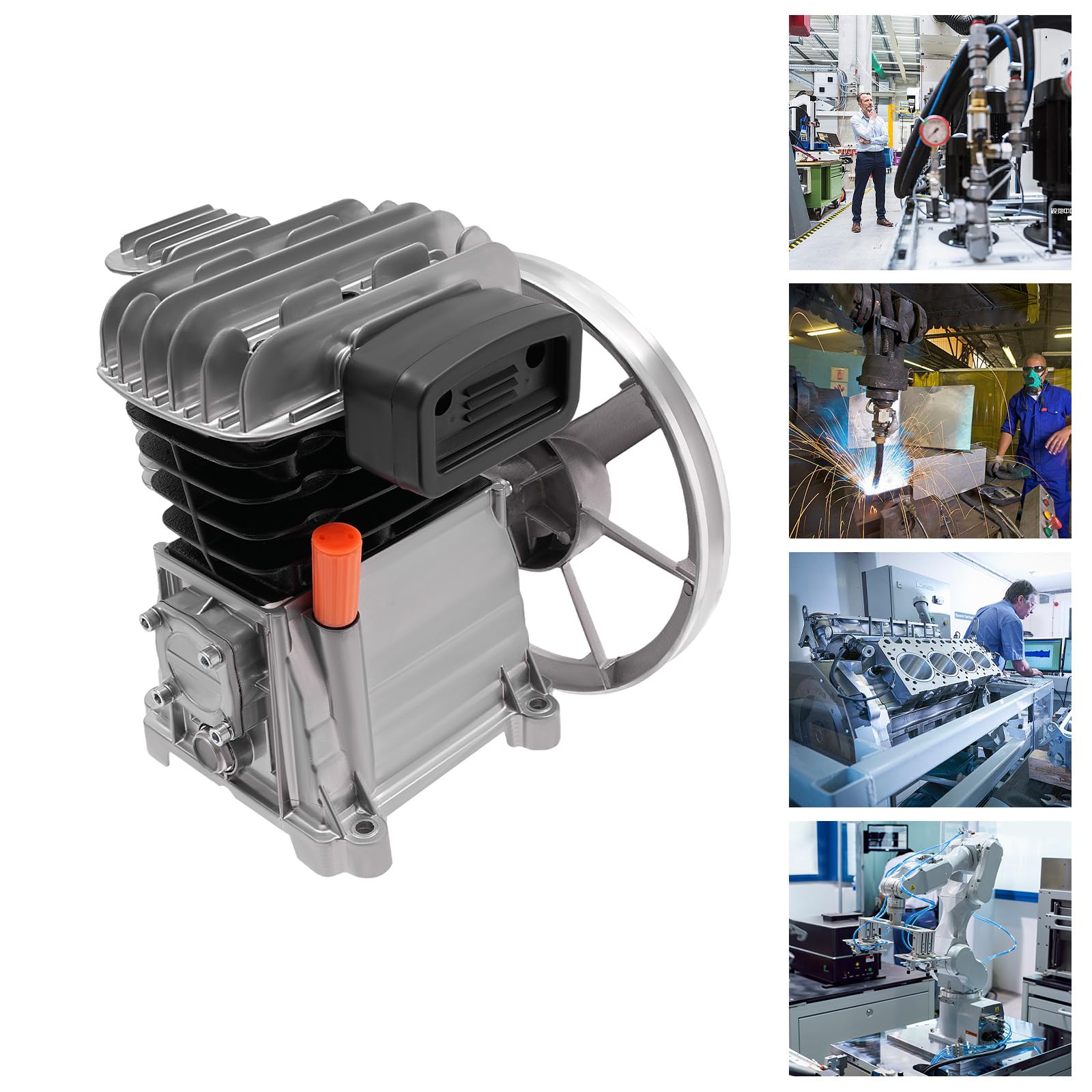 2HP Compressore d'aria a pistone con puleggia a 2 cilindri, 2055-170L, silenzioso, 960 giri/min, cilindro, stile compressore d'aria