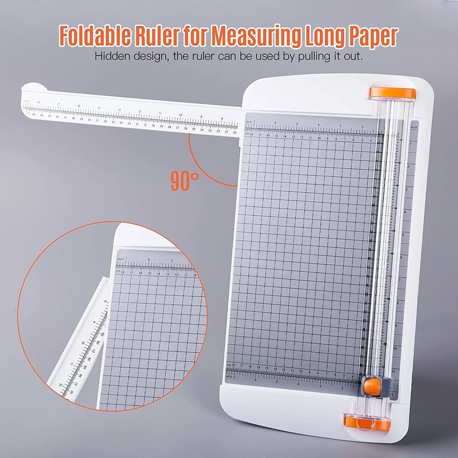 Papierschneider, Manuelle Papierschneidemaschine A4 Weiß mit Handlauf und Klapplineal for Fotoetikettenkarten
