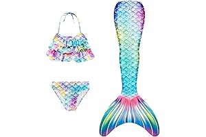 Girls Mermaid Tail Swimsuit Sparkle for Swimming Bathing Suits Kids Lovely Princess...