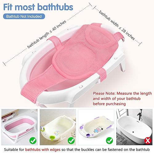 Miniatura 3 de Colorlife Red de soporte para asiento de baño para bebé, ajustable, cómoda, antideslizante, de cinco puntas, malla para recién nacido de 0 a 6 A-Rosa