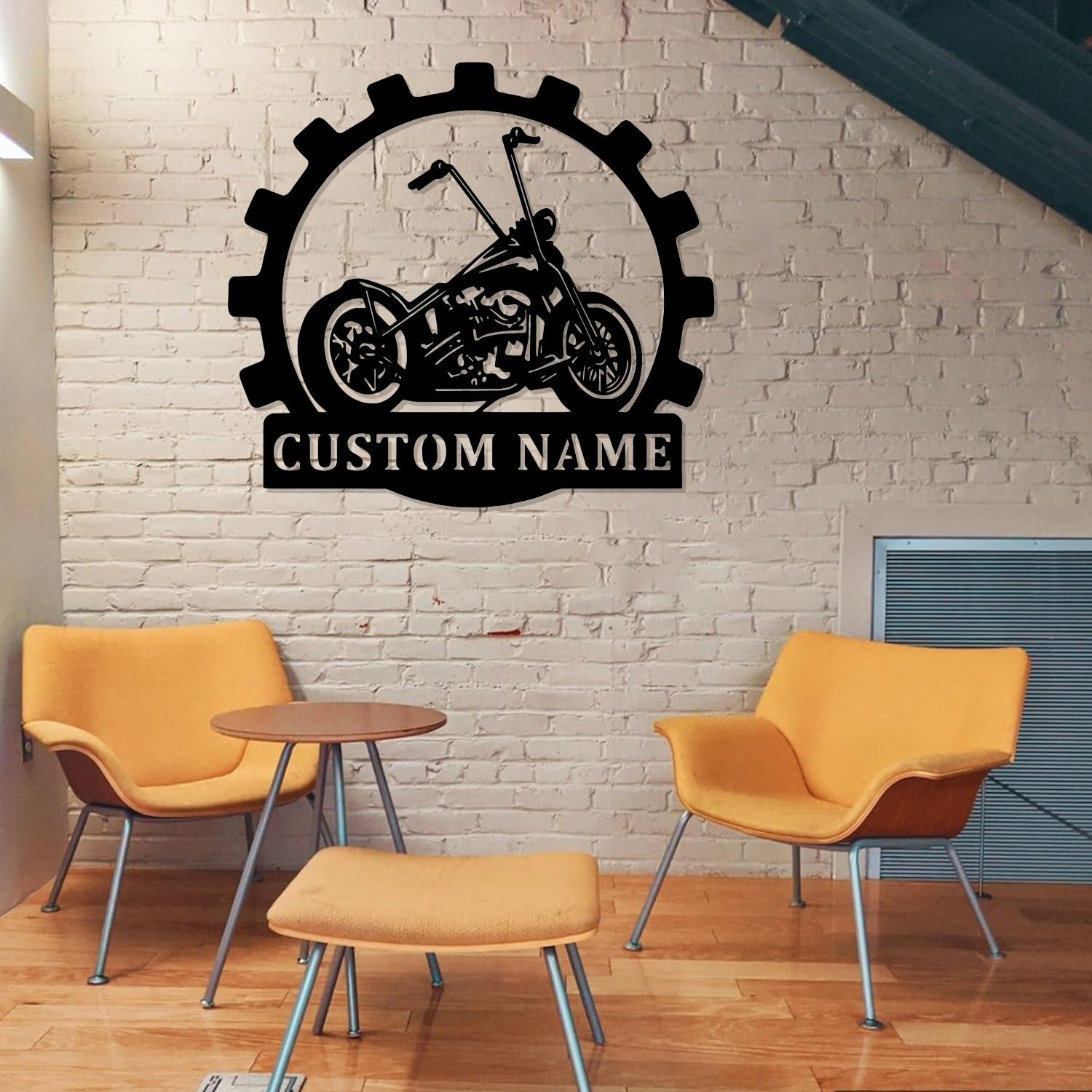 MeigoArt Custom Motorcycle Metal Wall Art, Personalized Biker Name Sign,Motorcycle Home Decor, Motocross Rider Monogram Wall Decor, Personalized Name Logo (Style-8)