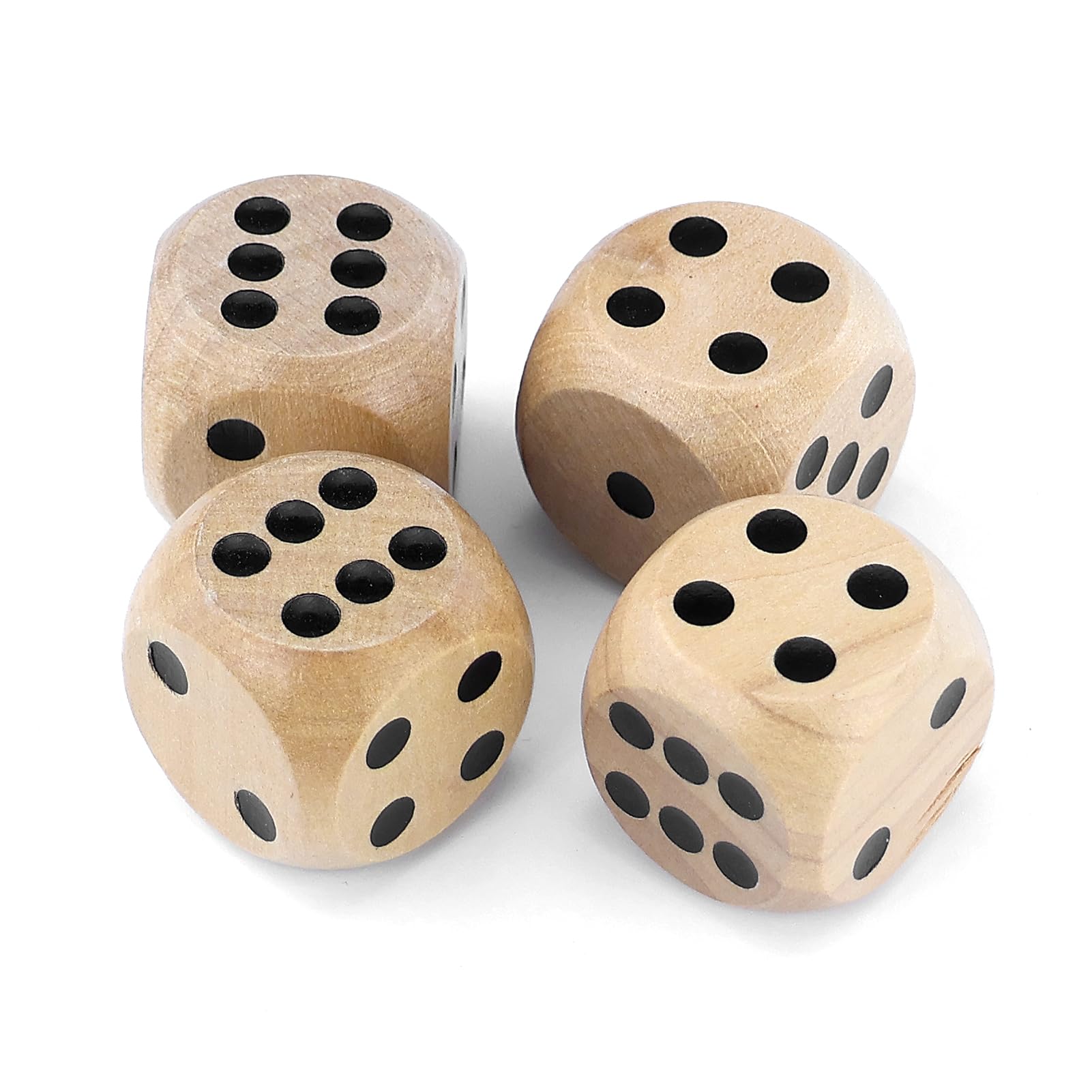 4Pcs Dadi Da Gioco in Legno 30mm,Dadi Da Gioco in Legno Naturale,Giochi Di Carte Accessori Per Giochi Di Società