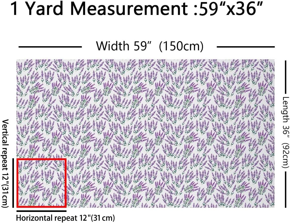 Purple Lavender Fabric by The Yard Watercolor Wild Garden Flowers Decor Fabric for Sewing Supplies Outdoor Botanical Floral Rustic Style Fabric for DIY Upholstery and Home Accents 5 Yards,180"L x 59"W