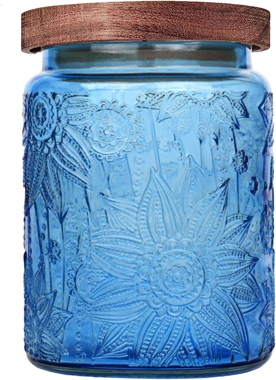 Custde Candy Jar with Airtight Wood Lid 23.7 fl oz Glass Vintage Storage Caniste…